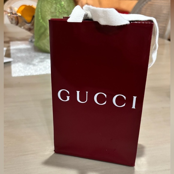 Gucci Handbags - Gucci Burgundy Gift Bag with White Handle